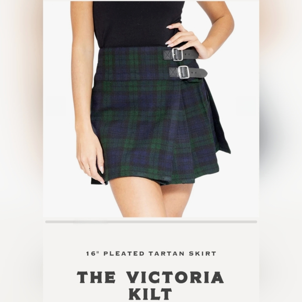 The Victoria Kilt - Green and Blue Tartan Skirt